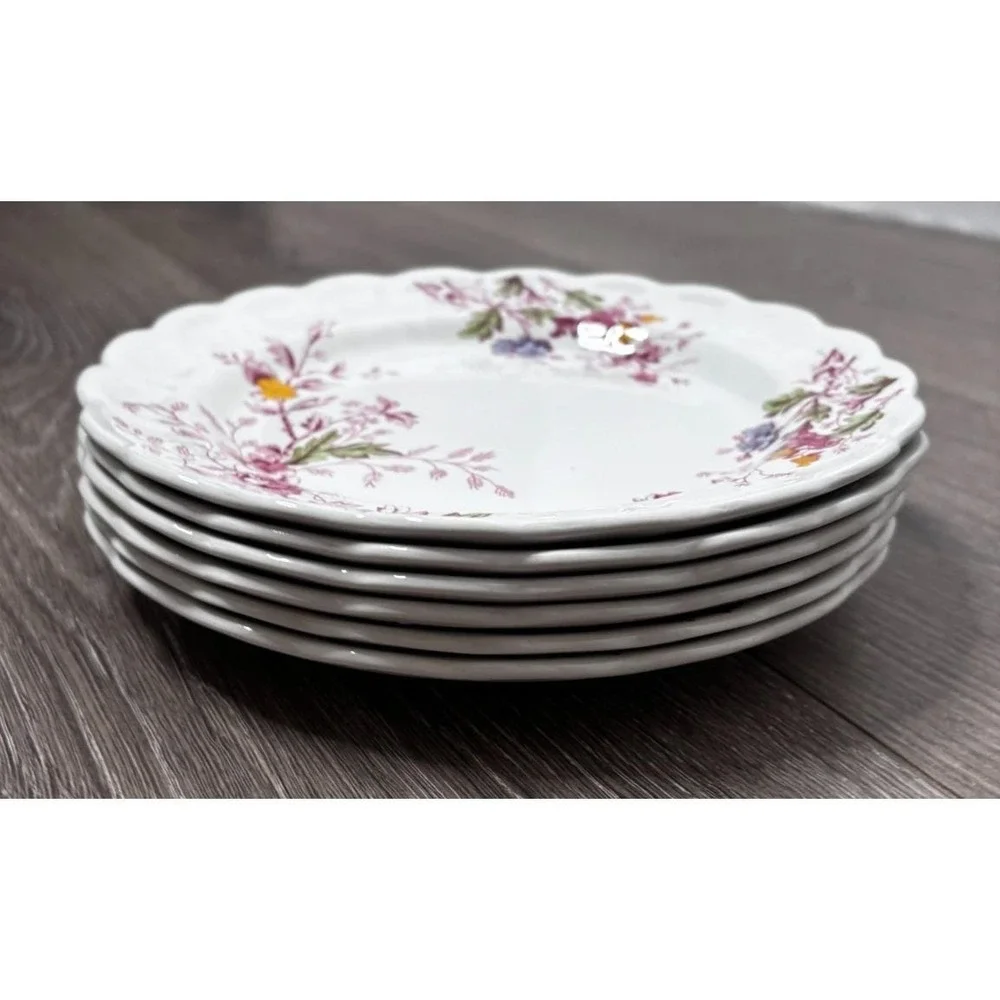 Lot 6 Ridgway English Garden Ironstone Dinner Plates Discontinued Rare‎ English